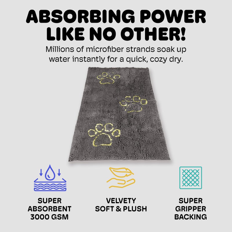 Dog Gone Smart Dirty Dog Doormat - Fast Drying Rug with Super Gripper Backing for Clean Floors - Super Absorbent and Machine Washable Mat for Muddy Paws - Cool Grey - Image 3